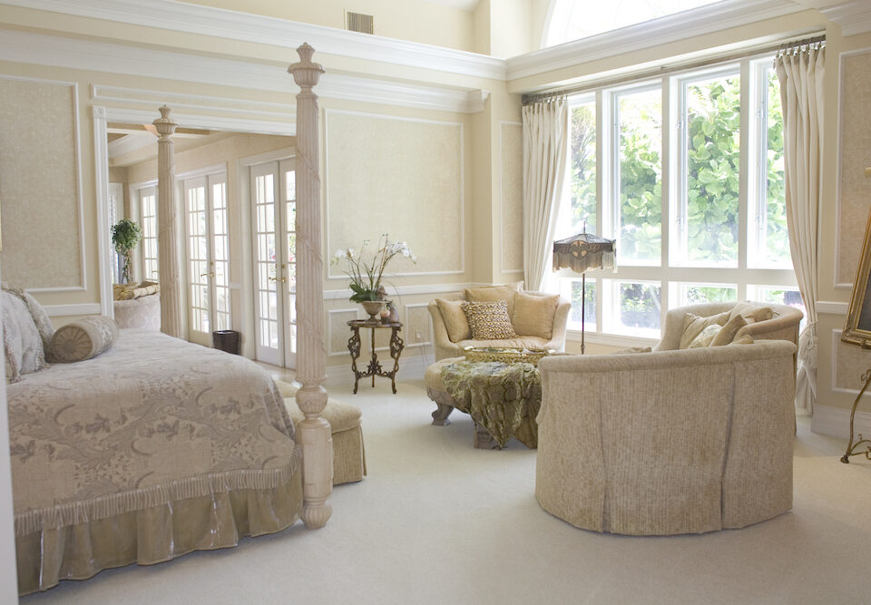 Traditional Bedroom Design in beige and white colors