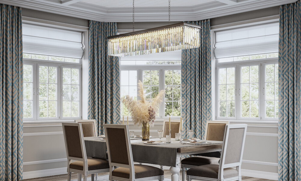 Eclectic Design Style Dining Room with Grey and Brown