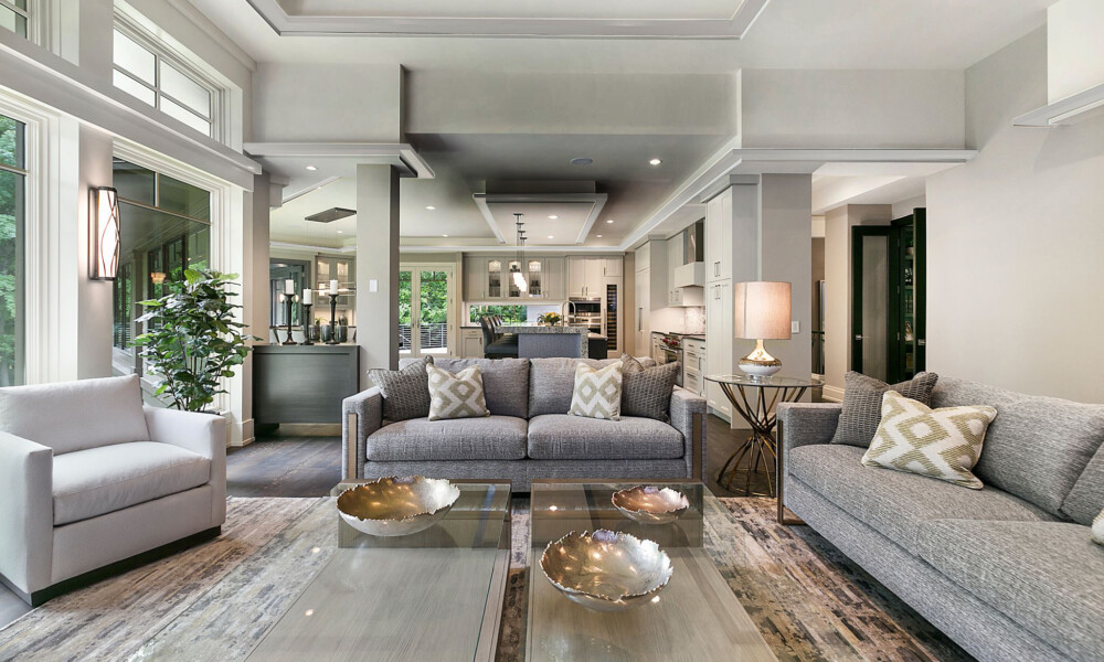 Contemporary Design Open Space Living Room, Dining Room and Kitchen