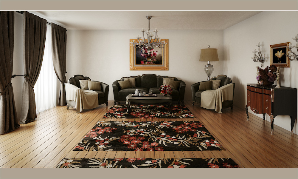 Digitally generated luxurious 19th century style home interior with high quality stylish furniture and decorations.
The scene was rendered with photorealistic shaders and lighting in Autodesk® 3ds Max 2016 with V-Ray 3.6 with some post-production added.