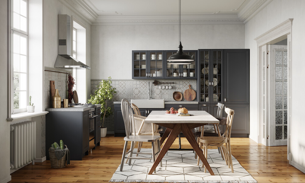 Eclectic Design Style Dining Room and Kitchen