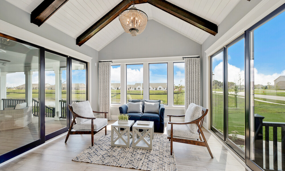 Eclectic Design Style Living Room with white, wood and blue seating